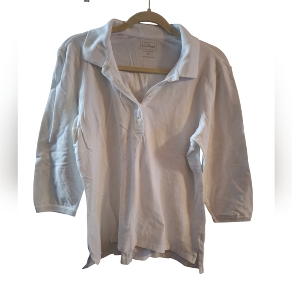 Ll Bean Top Shirt Medium M White 3/4 Sleeve Woman Cotton Lycra SustainableDimen - Picture 1 of 5